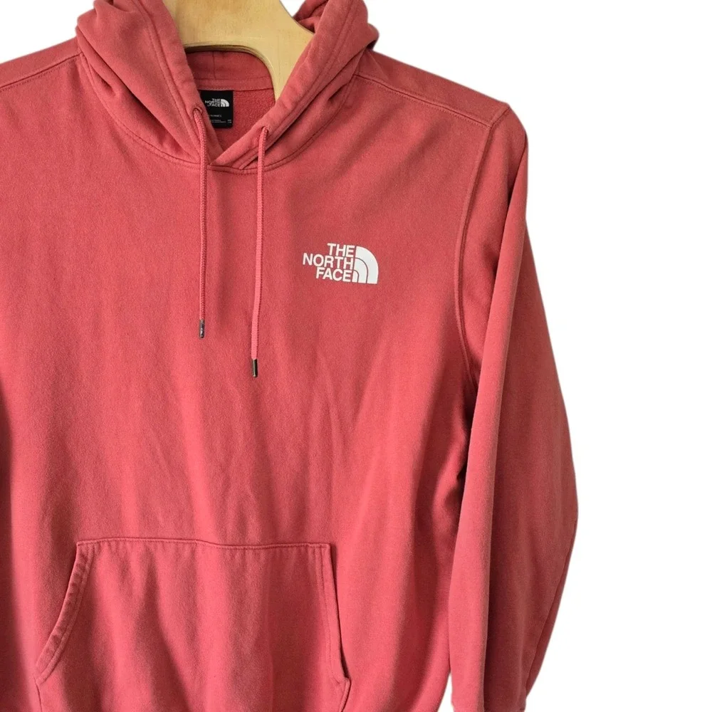 The North Face Mens XXL Hoodie Faded Red Sleeve Logo Pullover Sweatshirt Athlete